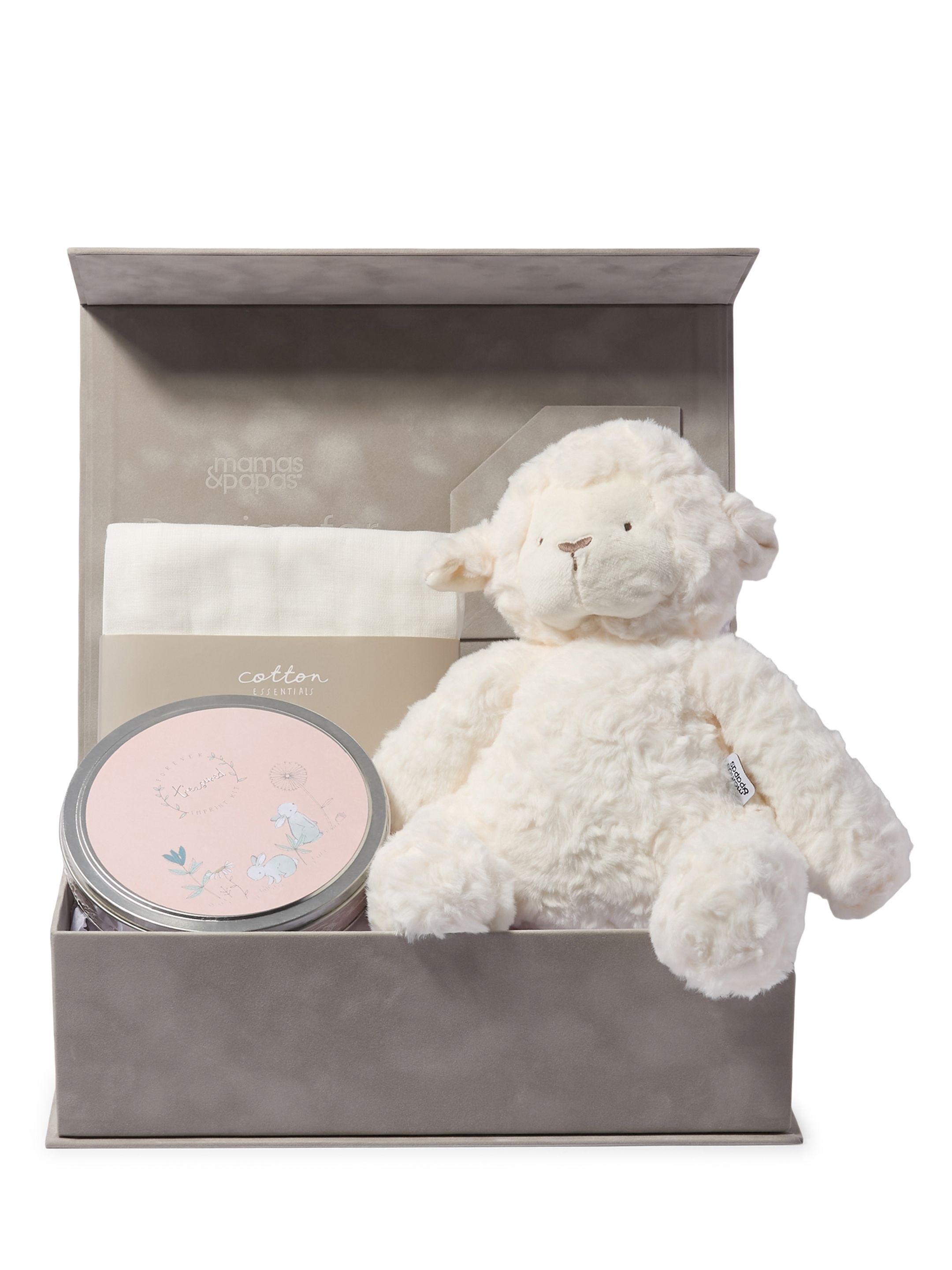 Keepsake Gift Set - Larry Lamb Soft Toy with White Muslin Squares & Pink Imprint Tin image number 1
